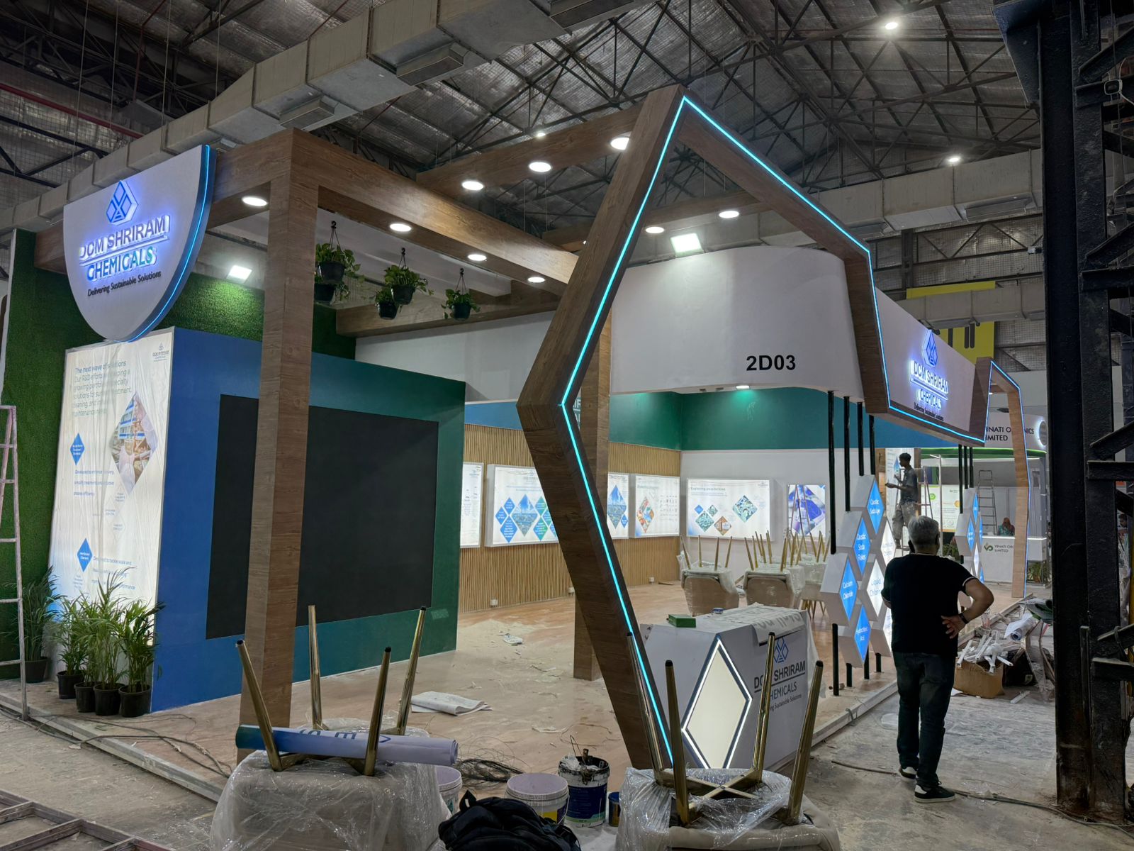 Inside a live exhibition setup.